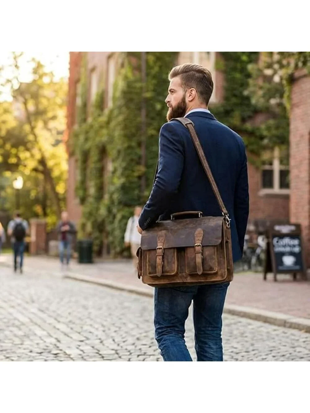Vintage Brown Leather Laptop Messenger Bag | Unisex Office Briefcase & Travel